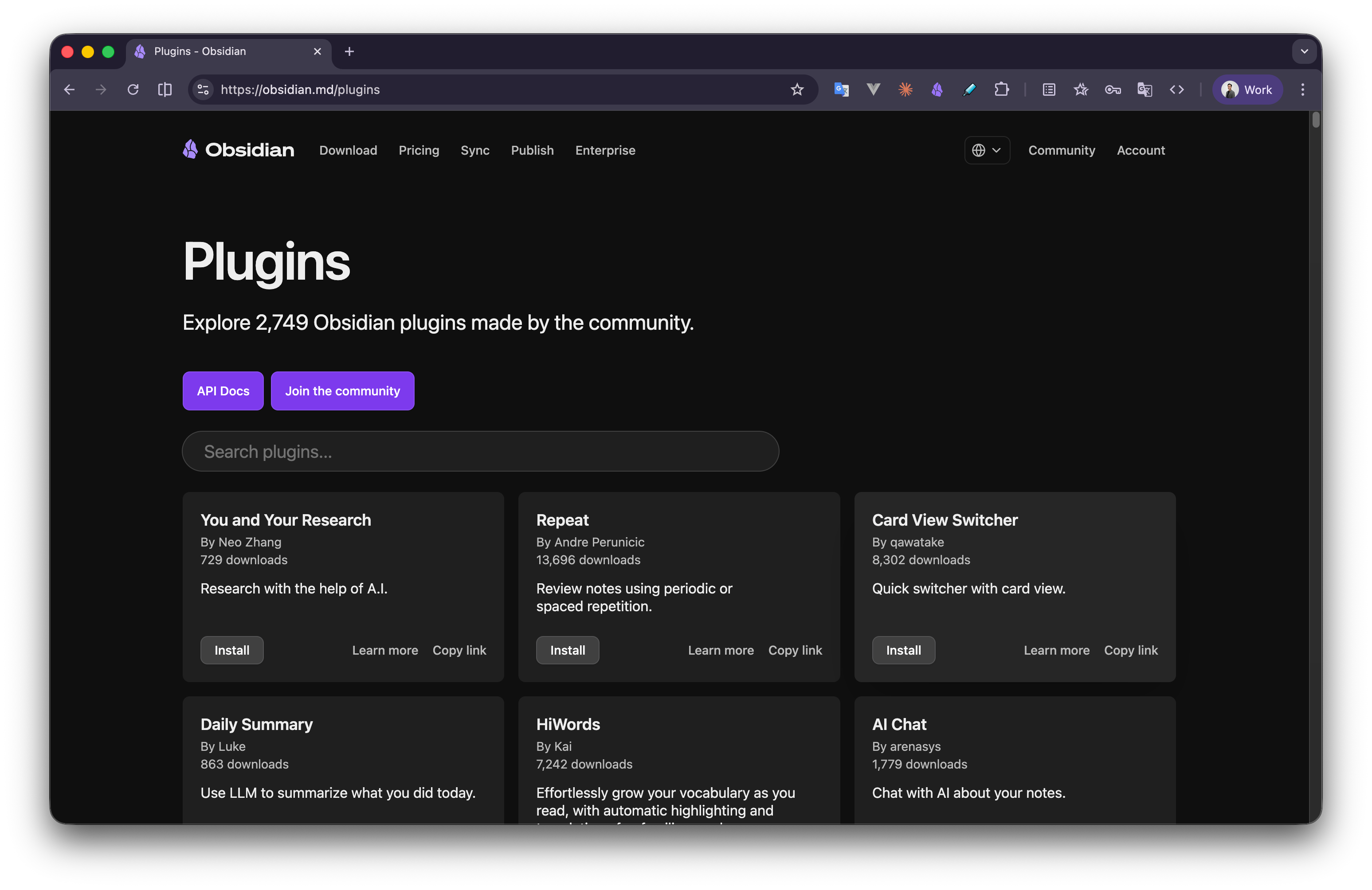 Obsidian community plugins browser