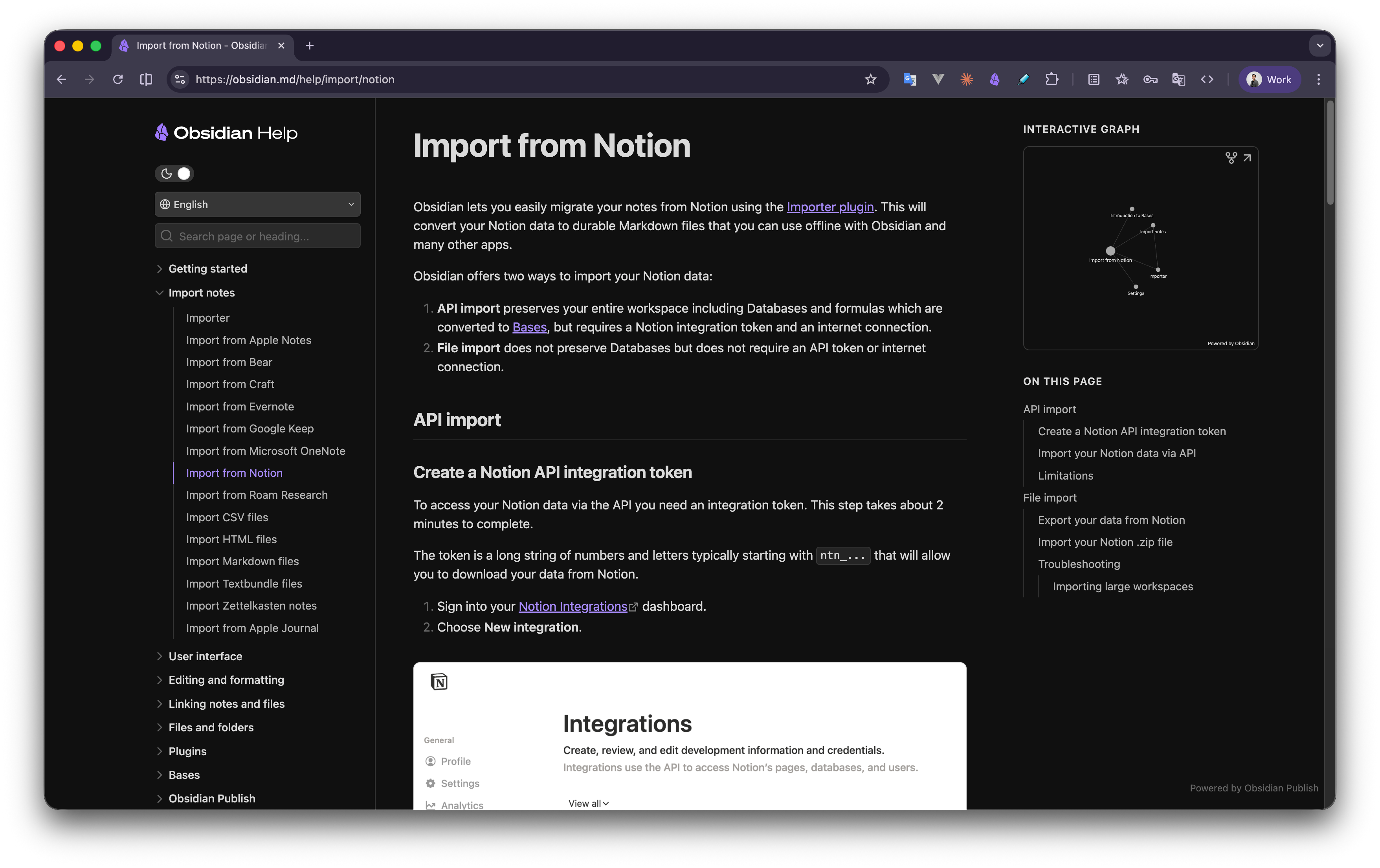 Obsidian import from Notion interface