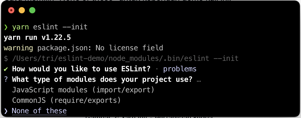 Yarn init - Pertanyaan Kedua