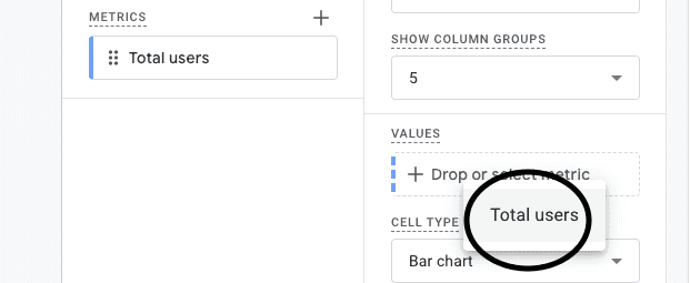 Select the metrics for report